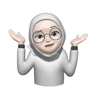 🦴 d128b580 여자, 히잡, 어깨를 으쓱, 불확실, 혼란스러운, 이모티콘, 아바타, 안경 telegram sticker