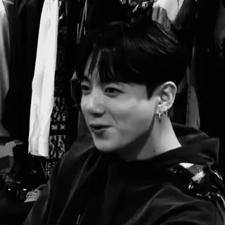 🎯 09d9a347 Jungkook kpop, bts, singer, jungkook, idol, black and white whatsapp sticker