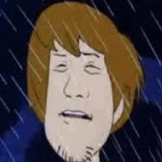 🐶 6ec669e7 Shaggy Rogers лохматый, скуби-ду, мультфильм, дождь, мем telegram sticker