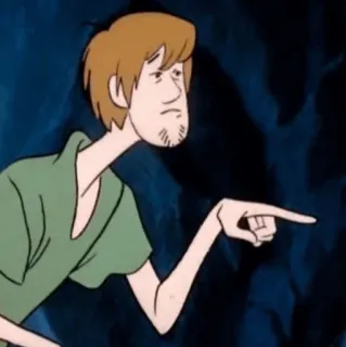 🐶 da77fbff Shaggy Rogers скуби ду, мультфильм, указывает, шегги, тайна telegram sticker