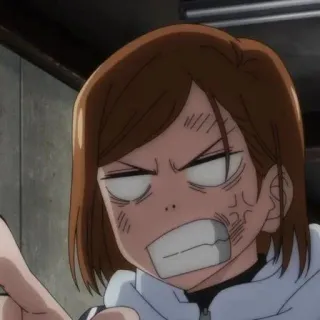 ➿ 3d45a395 Nobara Kugisaki Jujutsu Kaisen anime, jujutsu kaisen, nobara kugisaki, angry, woman telegram sticker