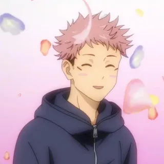 ➿ 8096b9b2 Yuji Itadori Jujutsu Kaisen anime, jujutsu kaisen, yuji itadori, smile, character telegram sticker