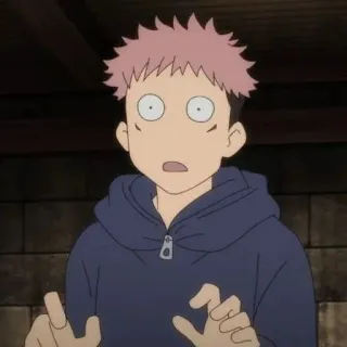 ➿ 86522aed Yuji Itadori Jujutsu Kaisen anime, cartoon, character, shocked, funny, Yuji Itadori, Jujutsu Kaisen telegram sticker