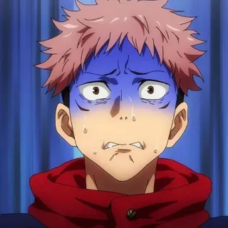 ➿ 938f9673 Yuji Itadori Jujutsu Kaisen anime, manga, character, expression, shocked, fear, Yuji Itadori telegram sticker