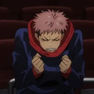 ➿ d6af1fbf Yuji Itadori Jujutsu Kaisen anime, sad, angry, hoodie telegram sticker