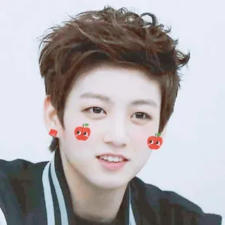 🌺 385389f7 Jungkook เคป็อป, นักร้อง, แอปเปิล, น่ารัก, ไอดอล telegram sticker