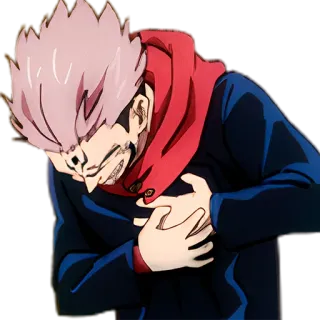 🤒 806ea61b Yuji Itadori Jujutsu Kaisen Anime, Manga, Hechicero, Maldito, Pelo rojo whatsapp sticker