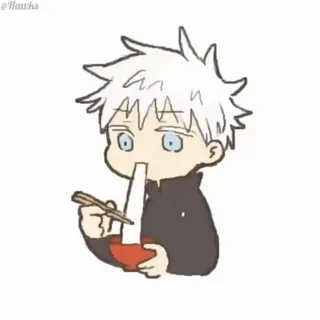 😐 ce1f5e25 @Hawks Anime, Makan, Mangkok, Sumpit, Karakter telegram sticker