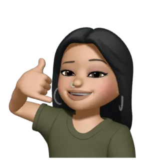 🤙 79340195 อวตาร, ผู้หญิง, โทรหาฉัน, ผมสีน้ำตาล, การ์ตูน telegram sticker