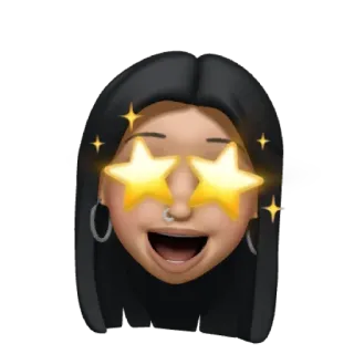 🤩 e5b85ee0 อิโมจิ, ดาว, ผู้หญิง, ใบหน้า, มีความสุข, การ์ตูน telegram sticker