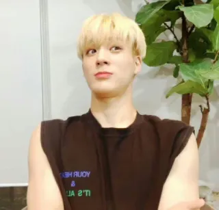 🤟 3d776ed3 YOUR HEY person, man, blonde hair, brown shirt whatsapp sticker