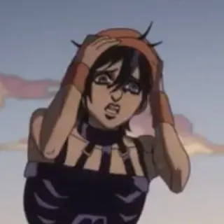 😩 00293312 Narancia Ghirga JoJo's Bizarre Adventure 애니메이션, 만화, 죠죠의 기묘한 모험, 나란차 길가, 캐릭터, 걱정 telegram sticker