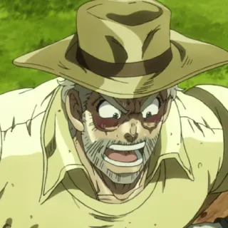 😠 1d24b525 Joseph Joestar JoJo's Bizarre Adventure 애니메이션, 죠셉 죠스타, 죠죠의 기묘한 모험, 캐릭터, 모자 telegram sticker