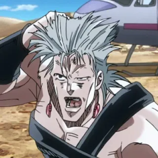 😠 432cb699 Jean Pierre Polnareff JoJo's Bizarre Adventure 애니메이션, 죠죠의 기묘한 모험, 장 피에르 폴나레프, 캐릭터, 만화 telegram sticker