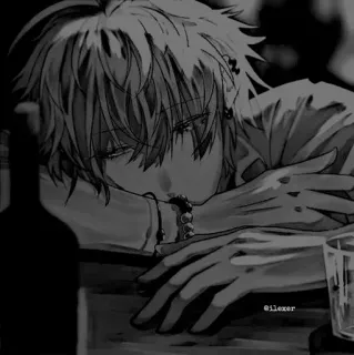 🎵 27bf0019 @ilexer Anime, Mann, Alkohol, Traurig, Trinken, Flasche, Glas telegram sticker
