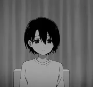 🎵 3dae1095 Anime, Mädchen, Traurig, Schwarzweiß, Manga, Animation, Charakter, Emotional telegram sticker
