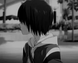 🎵 5b280f37 Anime, Schwarzweiß, Junge, Charakter, Illustration telegram sticker