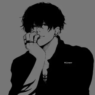 🎵 6f010077 @ilezer Anime, Manga, Junge, Porträt, Schwarzweiß, Illustration telegram sticker