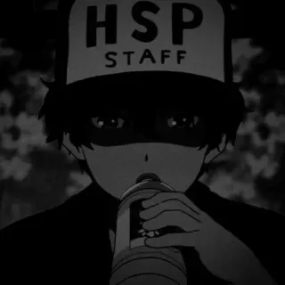 🎵 93f55c73 HSP STAFF Anime, Stab, Wasser, Flasche, Hut telegram sticker