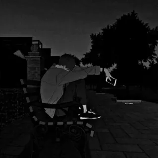 🎵 9ecc7722 traurig, einsam, depression, bank, nacht, anime telegram sticker