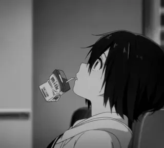 🎵 b275bfac MILK Anime, Mädchen, Milch, Getränk, Süß, Cartoon, Kurze Haare telegram sticker