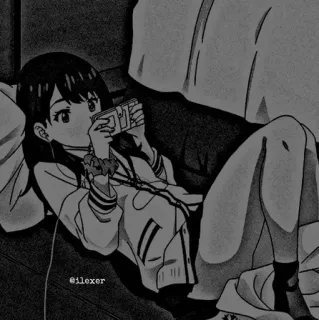 🎵 d950c1ec @ilexer Anime, Mädchen, Süß, Gaming, Schwarzweiß telegram sticker
