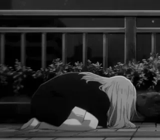 🎵 ecddff32 Anime, Traurig, Emotional, Mädchen, Weinend, Kniend, Einsam telegram sticker