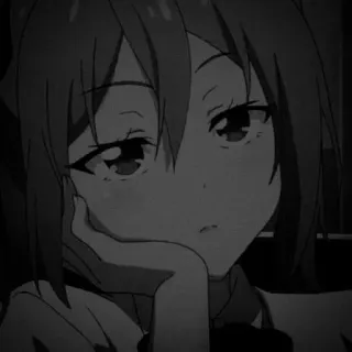 🎵 f7e94782 Anime, Mädchen, Traurig, Monochrom telegram sticker