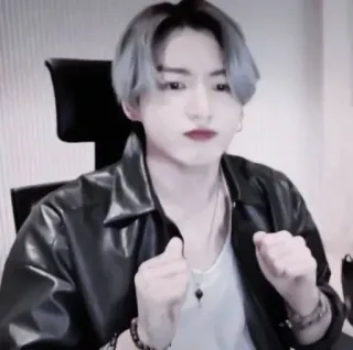 🐰 1f480198 사람, 인물 사진, 남자, 실내, 가죽 자켓, K팝, 가수 telegram sticker