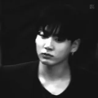 🎴 523cdde0 Jungkook kpop, idol, zanger, zwart-wit, portret, koreaanse, muziek telegram sticker