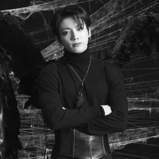 🕷 1f40b5f3 Person, Mann, Flügel, Schwarzweiß, Porträt whatsapp sticker