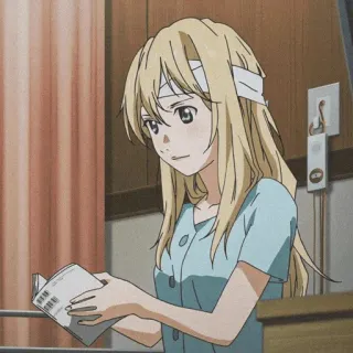 🩰 0b974dd9 Kaori Miyazono Your Lie in April Anime, Fille, Hôpital, Bandage, Livre telegram sticker