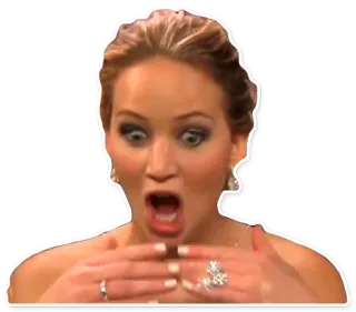 😯 f2a87485 Jennifer Lawrence 유명인, 여배우, 제니퍼 로렌스, 놀람, 충격 telegram sticker