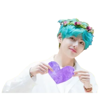 🍁 3b9961f1 orang, pria, hati, ungu, mahkota bunga, tersenyum telegram sticker