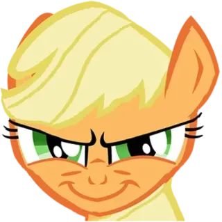 😈 8c33d4c3 Applejack My Little Pony kreskówka, animacja, kucyk, uśmieszek, mem telegram sticker