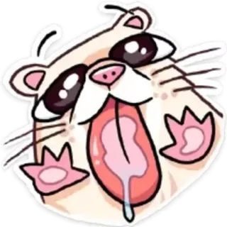 🤪 2ab9a41e furet, dessin animé, animal, mignon, drôle, autocollant, langue telegram sticker