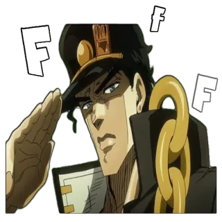 😶 fdade183 Jotaro Kujo JoJo's Bizarre Adventure F Jotaro Kujo, Le Bizzarre Avventure di JoJo, Anime, Saluto, Offensivo whatsapp sticker