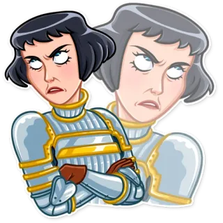 😒 b3e393ae 女性, 鎧, 中世, 騎士, 表情, 態度, 女性, 漫画 telegram sticker