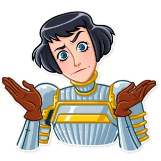 🤷‍♀️ ce7b7215 女性, 鎧, 肩をすくめる, ジェスチャー, 不確か, キャラクター telegram sticker