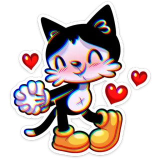 ☺️ 045156c0 dessin animé, chat, personnage, coeurs, mignon telegram sticker