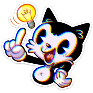 💡 60cef3d7 만화, 전구, 고양이, 아이디어, 캐릭터, 일러스트 telegram sticker
