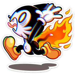 🔥 70850ad0 만화, 불, 달리기, 캐릭터, 스티커, 애니메이션, 불꽃 telegram sticker