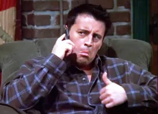 👍 7f412503 Joey Tribbiani Friends Joey, Przyjaciele, Serial TV, Matt LeBlanc, Kciuk w górę, Telefon telegram sticker
