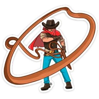 ⭐ 8b250b30 Cowboy, Western, Lasso, Rodéo, Dessin animé, Personnage, Hors-la-loi whatsapp sticker
