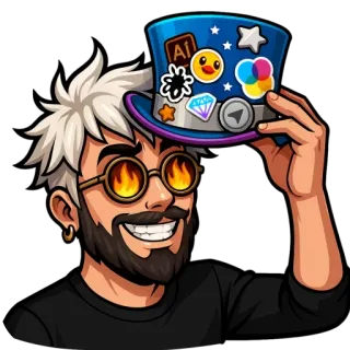 🔥 73f654e6 角色, 插图, 贴纸, 卡通, 男人, 肖像, 帽子 telegram sticker