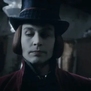 🎩 02b600be Willy Wonka Charlie and the Chocolate Factory 威利·旺卡, 约翰尼·德普, 巧克力, 工厂, 电影, 角色 whatsapp sticker