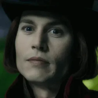🎩 0d1ad733 Willy Wonka Charlie and the Chocolate Factory 威利·旺卡, 约翰尼·德普, 查理和巧克力工厂, 电影, 巧克力, 糖果 whatsapp sticker