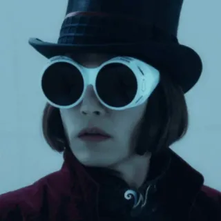 🎩 3bc0bd68 Willy Wonka Charlie and the Chocolate Factory 威利·旺卡, 巧克力工厂, 电影, 角色, 帽子, 眼镜, 蒂姆·伯顿 whatsapp sticker