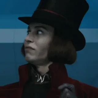 🎩 565c3142 Willy Wonka 威利·旺卡, 约翰尼·德普, 电影, 角色, 肖像, 帽子 whatsapp sticker