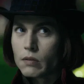 🎩 62fcf9c1 Willy Wonka Charlie and the Chocolate Factory 威利·旺卡, 约翰尼·德普, 帽子, 巧克力工厂 whatsapp sticker